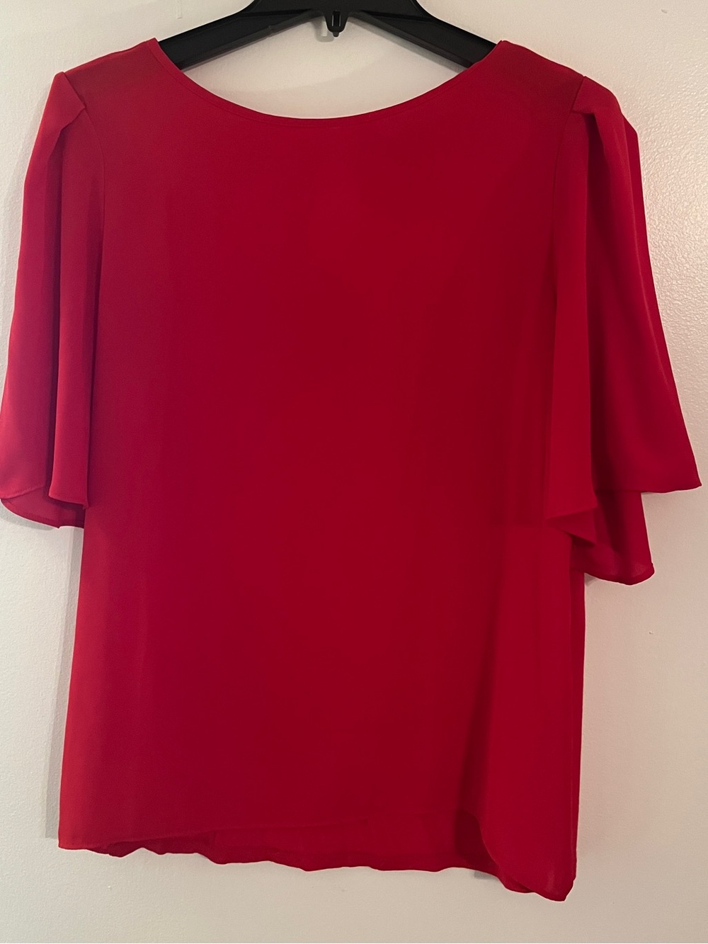 LOFT Red Flutter-Sleeve Blouse